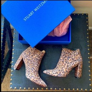 Stuart Weitzman Suede Animal Print Ankle Boots